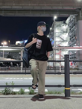 「thisisneverthat（ディスイズネバーザット）のアイテム（パンツ）」を使った、鎌田　真平さん（メンズ・172cm）の秋コーディネート