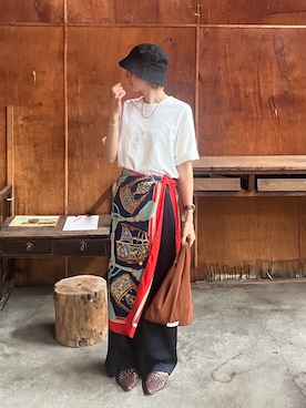 「アイテム（エコバッグ/サブバッグ）」を使った、ericaさん（レディース・160cm）の夏コーディネート