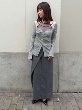 「THINGS THAT MATTER（シングス ザット マター）のCHAOS BUSTIER TOPS / カオス ビスチェ トップス（シャツ/ブラウス、グリーン系）」を使った、THINGS THAT MATTERさん（レディース・162cm）の秋コーディネート