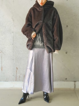 「ファー」｜「アイテム（その他アウター）」を使った、THINGS THAT MATTERさん（レディース・162cm）の冬コーディネート