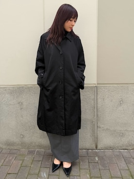 「THINGS THAT MATTER（シングス ザット マター）のHEAVY NYLON LONG COAT / ヘビーナイロン ロング コート（ナイロンジャケット、ブラック系）」を使った、THINGS THAT MATTERさん（レディース・162cm）の秋コーディネート