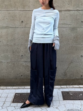 「THINGS THAT MATTER（シングス ザット マター）のNYLON TWILL EASY WORK PANTS / ナイロン ツイル イージー ワーク パンツ（その他パンツ、ブルー系）」を使った、THINGS THAT MATTERさん（レディース・162cm）の秋コーディネート