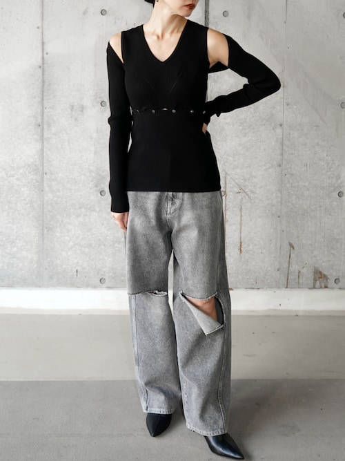 THINGS THAT MATTERニーカッティングデニムパンツ THINGS THAT MATTER