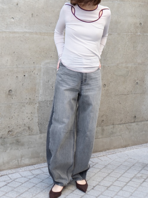 SHEER LAYERED RIB TOPS / シアー レイヤード リブ トップス（Tシャツ