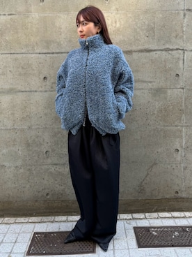 「THINGS THAT MATTER（シングス ザット マター）の【先行予約】IMITATION SHEEP FUR JACKET / イミテーションシープファージャケット（ダウンジャケット/コート、ブルー系）」を使った、THINGS THAT MATTERさん（レディース・162cm）の秋コーディネート