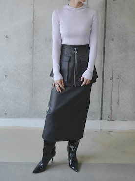 「アイテム（その他トップス、パープル系）」を使った、THINGS THAT MATTERさん（レディース・168cm）の冬コーディネート