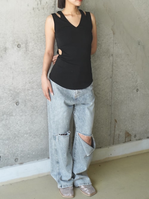 KNEE CUTTING DENIM PANTS / ニーカッティングデニムパンツ