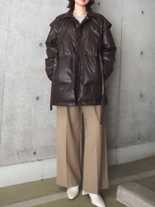 LAYERED IMITATION LEATHER PAD JACKET / レイヤードイミテーション