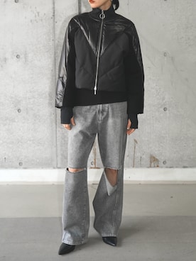 「アイテム（その他アウター、ブラック系）」を使った、THINGS THAT MATTERさん（レディース・168cm）の冬コーディネート