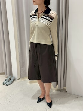 「THINGS THAT MATTER（シングス ザット マター）のFAUX LEATHER BERMUDA PANTS / フェイク レザ バミューダ パンツ（その他パンツ、ブラウン系）」を使った、THINGS THAT MATTERさん（レディース・160cm）の春コーディネート