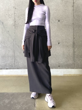 「アイテム（その他トップス、パープル系）」を使った、THINGS THAT MATTERさん（レディース・162cm）の冬コーディネート
