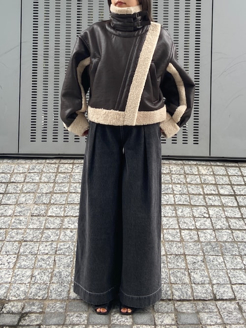 IMITATION MOUTON CROPPED RIDERS JACKET / イミテーションムートン