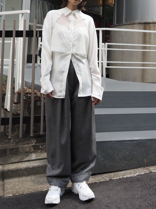 セール】WOOL MIX HERRINGBONE COCOON PANTS / ウールミックス