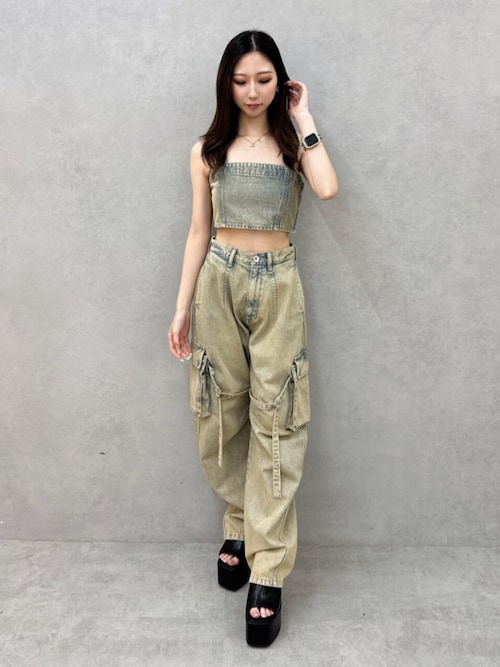 セール】BACKレースUP Corsetデニムビスチェ（キャミソール
