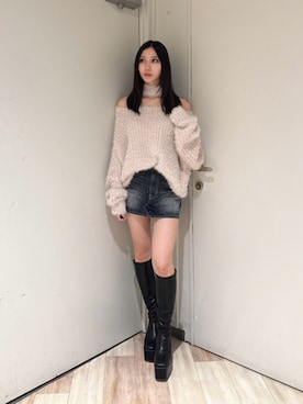 「GYDA（ジェイダ）のアイテム（ニット/セーター）」を使った、hinanoさん（レディース・156cm）の秋コーディネート