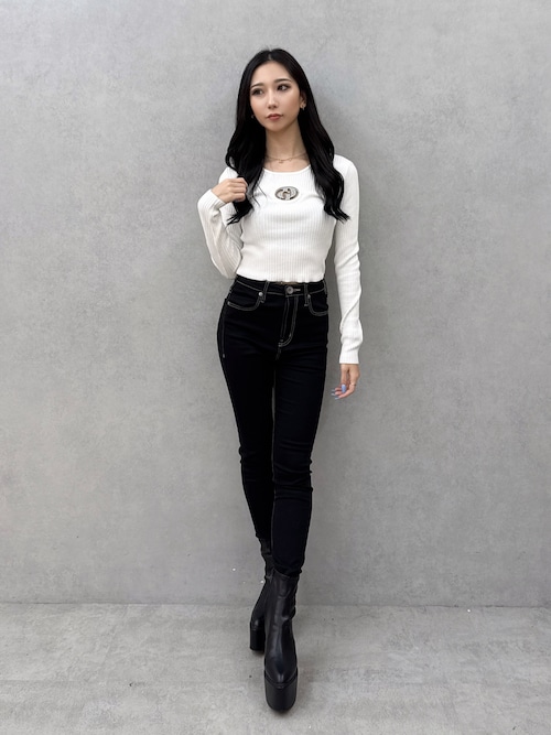 ハイウエストワンウォッシュスキニーパンツ（デニムパンツ）｜GYDA