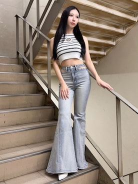 「GYDA（ジェイダ）のアイテム」を使った、hinanoさん（レディース・156cm）の春コーディネート