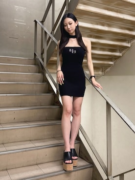 「GYDA（ジェイダ）のアイテム」を使った、hinanoさん（レディース・156cm）の夏コーディネート