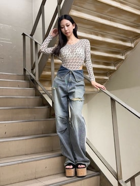 「GYDA（ジェイダ）のアイテム」を使った、hinanoさん（レディース・156cm）の夏コーディネート