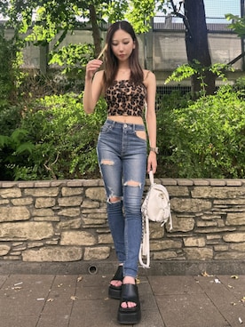 「GYDA（ジェイダ）のアイテム」を使った、hinanoさん（レディース・156cm）の夏コーディネート