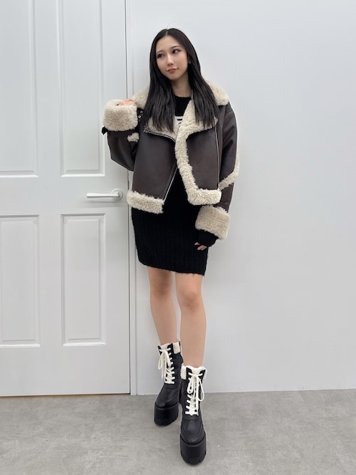 WEB限定カラーあり】エコムートンライダースジャケット（ムートン