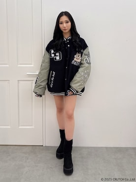 「アイテム（スタジャン）」を使った、hinanoさん（レディース・156cm）の秋コーディネート