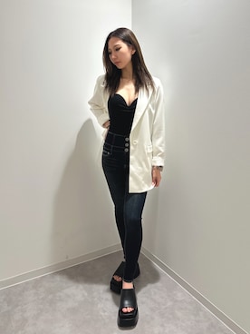 「GYDA（ジェイダ）のアイテム（ジャケット/アウター）」を使った、hinanoさん（レディース・156cm）の春コーディネート