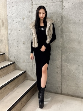 「GYDA（ジェイダ）のアイテム（ワンピース）」を使った、hinanoさん（レディース・156cm）の秋コーディネート