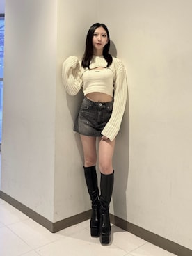 「GYDA（ジェイダ）のアイテム（ニット/セーター）」を使った、hinanoさん（レディース・156cm）の秋コーディネート