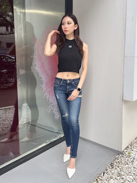 「スキニーデニム」｜hinanoさん（レディース・156cm）の夏コーディネート