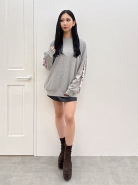 「GYDA（ジェイダ）のアイテム（スウェット）」を使った、hinanoさん（レディース・156cm）の夏コーディネート