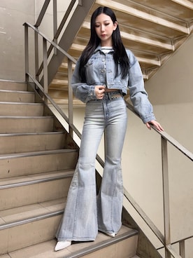 「GYDA（ジェイダ）のアイテム（パンツ）」を使った、hinanoさん（レディース・156cm）の春コーディネート