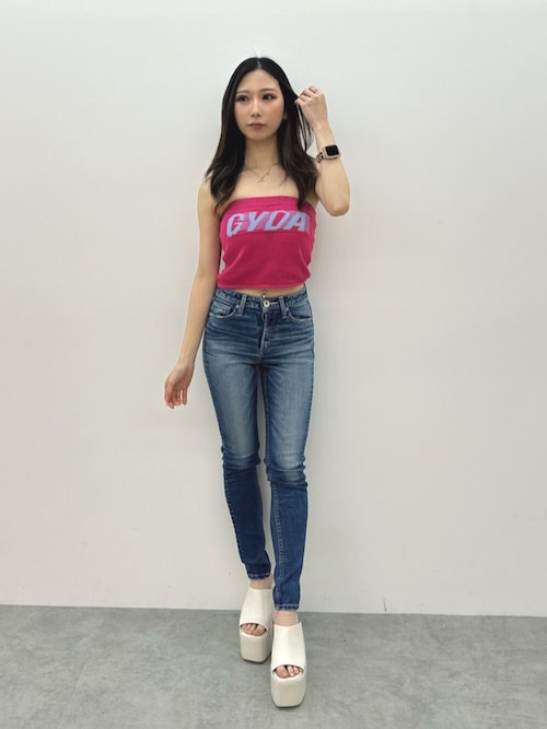 セール】ミドルウエストSHAPELYスキニーデニムパンツ（デニムパンツ