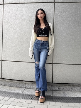 「GYDA（ジェイダ）のアイテム」を使った、hinanoさん（レディース・156cm）の夏コーディネート