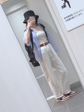 「ナチュラル」｜「アイテム（ビーチサンダル）」を使った、gokuumamaさん（レディース・152cm）の夏コーディネート