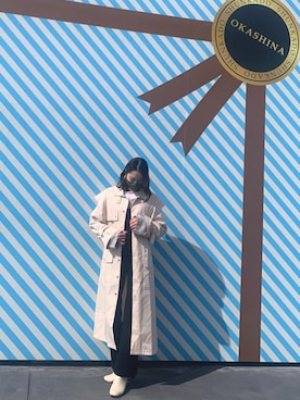 「JEANASIS（ジーナシス）のアイテム（ステンカラーコート）」を使った、𝚞𝚔𝚊  .さん（レディース・163cm）の冬コーディネート