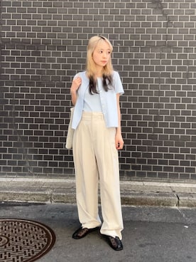 「BEAUTY&YOUTH UNITED ARROWS(ビューティーアンドユースユナイテッドアローズ)のパールモチーフ×ミックスビーズ チョーカー(チョーカー、シルバー系)」を使った、塩川(shiokawa)さん(レディース・146cm)の春コーディネート