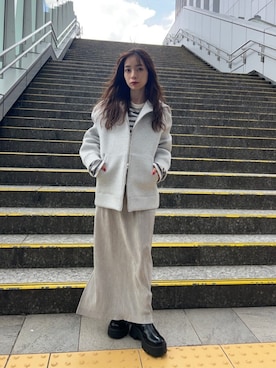 「MOHI（モヒ）のアイテム（ブーツ）」を使った、塩川（shiokawa）さん（レディース・146cm）の秋コーディネート