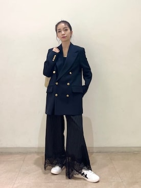 毛ブレンド ダブル ジャケットを使った人気ファッション