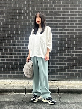 「アイテム（スラックス）」を使った、塩川（shiokawa）さん（レディース・146cm）の夏コーディネート