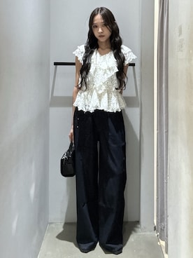 「SLY（スライ）のアイテム（パンツ）」を使った、KAEDEさん（レディース・160cm）の夏コーディネート