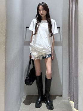 「SLY（スライ）のアイテム（パンツ）」を使った、KAEDEさん（レディース・160cm）の夏コーディネート
