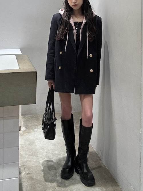 SLY（スライ） ブーツ 「美脚チートブーツ」SQUARE TOE KNEE BOOTS