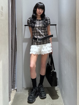 「アイテム（スラックス）」を使った、KAEDEさん（レディース・160cm）の夏コーディネート