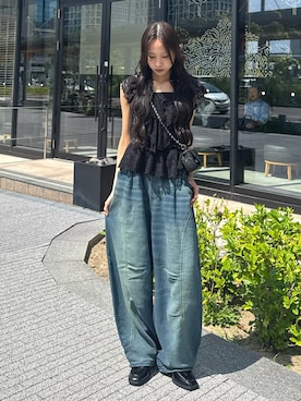 「SLY（スライ）のアイテム（パンツ）」を使った、KAEDEさん（レディース・160cm）の夏コーディネート