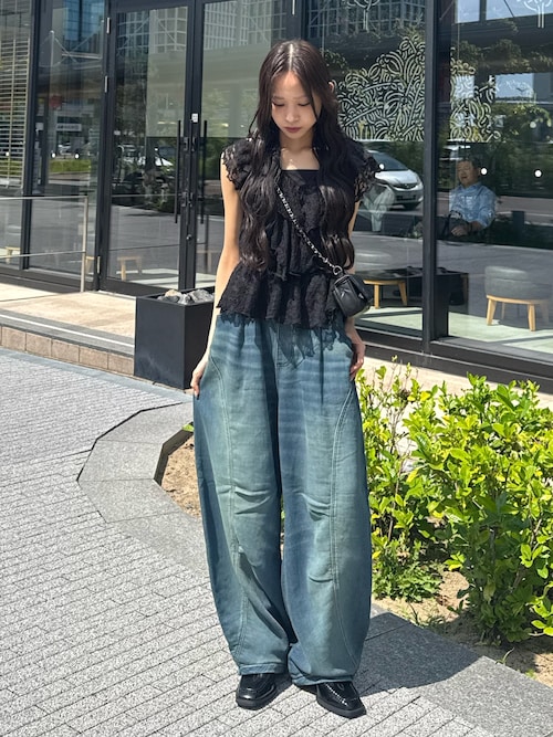 CUT LACE FRILL TOPS カットレースフリルトップス 秋服 夏服 春服 ノースリーブトップス