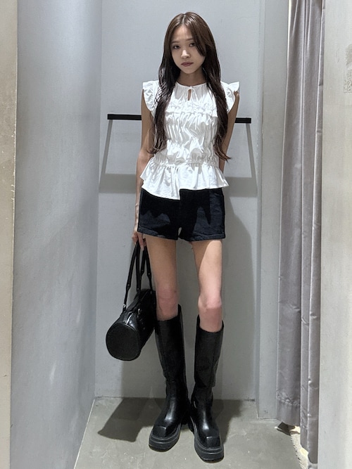 SLY（スライ） ブーツ 「美脚チートブーツ」SQUARE TOE KNEE BOOTS