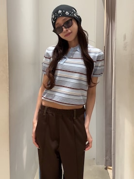 「SLY（スライ）のアイテム（スラックス）」を使った、KAEDEさん（レディース・160cm）の春コーディネート