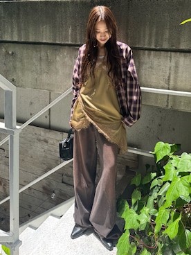 「SLY（スライ）のアイテム（パンツ）」を使った、KAEDEさん（レディース・160cm）の夏コーディネート