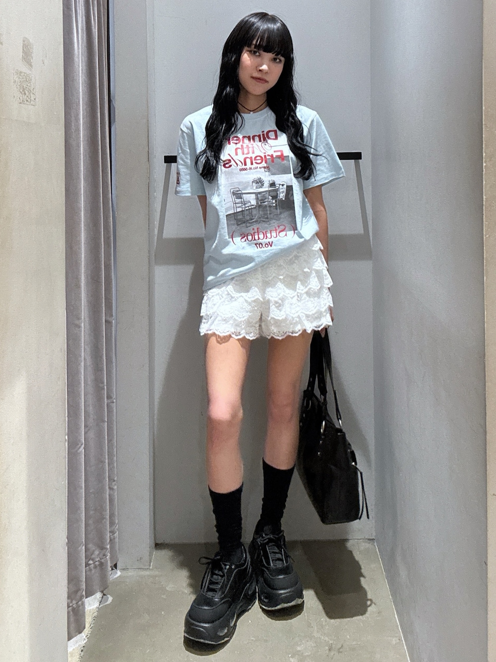 FRILL LACE S/PT フリル レース ショートパンツ 秋服 夏服 黒 FRILL LACE S/PT フリル レース ショートパンツ 秋服 夏服